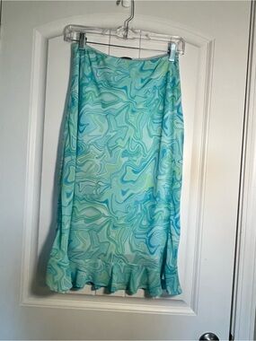 wild fable Aqua and Seafoam Marble Print Skirt